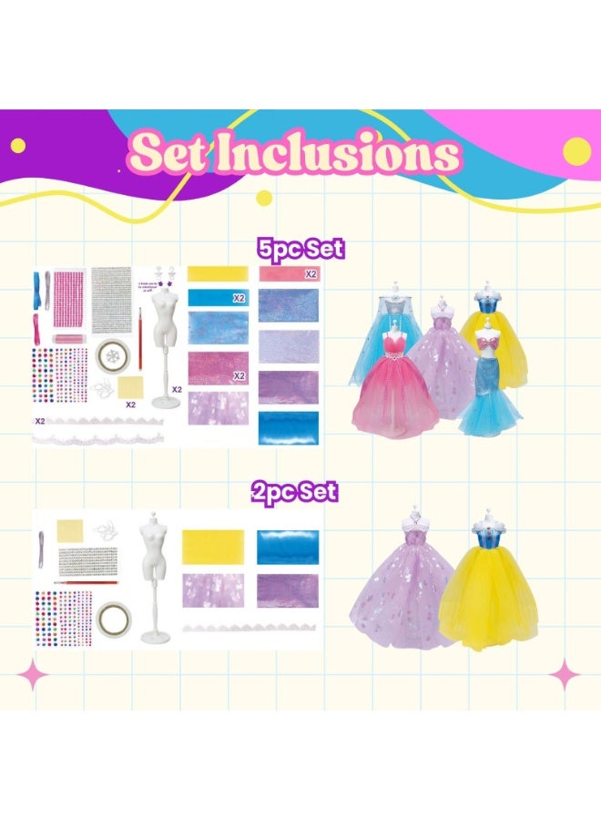 Home Smart Home Smart Princess Costumes Design Craft set for girls 5 Princess dresses in a set with ribbons,Vermicelli yarn, Vermicelli bead double side tape, silver bead, snowflake pieces, vanishing pen personal stand and lace perfect for gift.  - Image 2