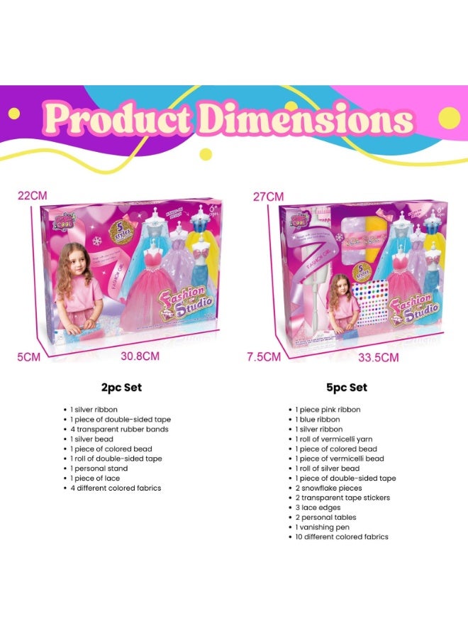Home Smart Home Smart Princess Costumes Design Craft set for girls 5 Princess dresses in a set with ribbons,Vermicelli yarn, Vermicelli bead double side tape, silver bead, snowflake pieces, vanishing pen personal stand and lace perfect for gift.  - Image 3