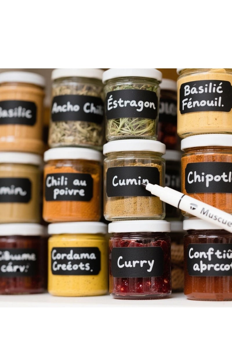Large Label Sticker Roll – 60 Pieces + White Marker – Multipurpose for Spices & Storage  - Image 1