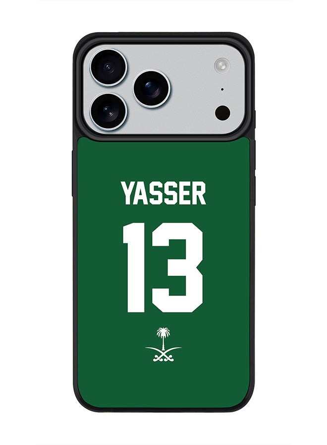 Stylizedd iPhone 17 Pro Max Case, [Compatible with MagSafe] Slim Magnetic cover Phone Case iPhone 17 Pro Max -Football - Saudi Arabia - Yasser - Image 1