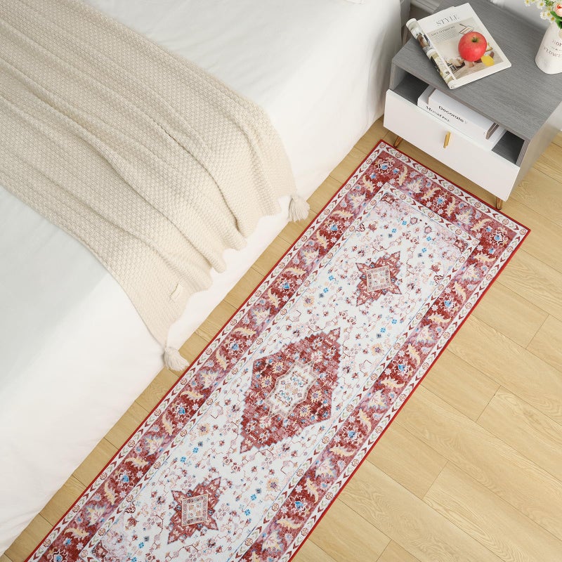 Amearea عتيق التصميم السجاد عداء لغرفة المعيشة 2x6 مجموعة الأزهار القابلة للغسل - Image 3