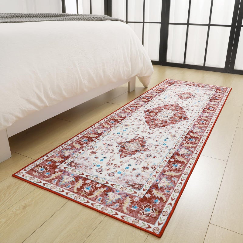 Amearea عتيق التصميم السجاد عداء لغرفة المعيشة 2x6 مجموعة الأزهار القابلة للغسل - Image 4