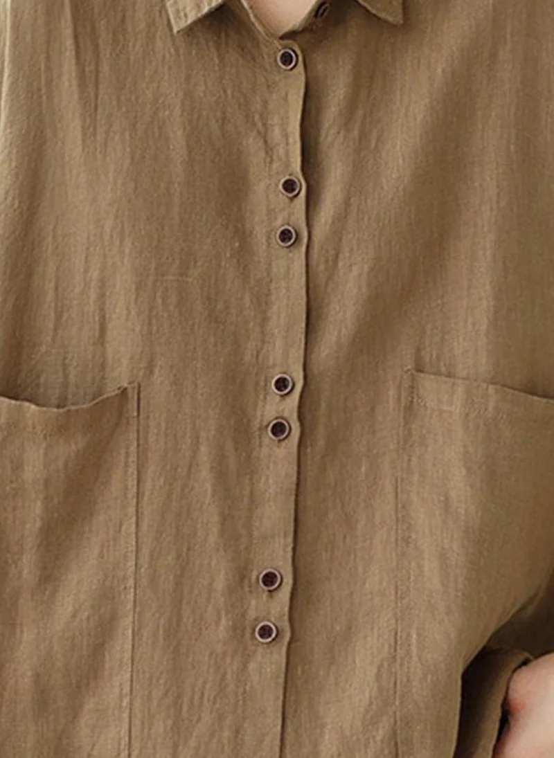 يونيكي Khaki Solid Shirt