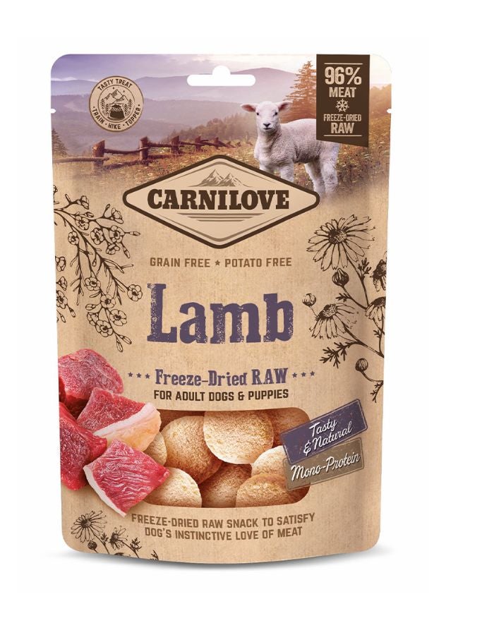 كارنيلوف وجبات خفيفة من لحم الضأن المجفف بالتجميد من كارنيلوف 60 غرام | مكافآت نيئة للقطط والكلاب