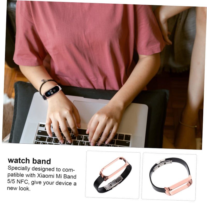 Replacement Wristband Strap Compatible With Xiaomi Double Click Butterfly Buckle Durable Pu Material Comfortable Wear Resistant Black 23 5X2 05CM - Image 3