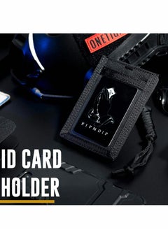 Y&D Tactical ID Card Holder Hook Loop Patch Badge Detachable Quick Rip-Away with Key Ring and Adjustable Neck Lanyard  - Image 2