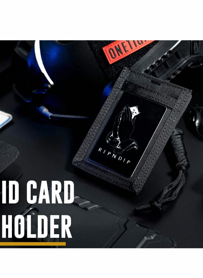 Y&D - Tactical ID Card Holder Hook Loop Patch Badge Detachable Quick Rip-Away with Key Ring and Adjustable Neck Lanyard - Image 1
