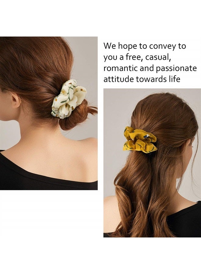 Velscrun 20 Pcs Floral Plaid Solid Color Scrunchies, Scrunchies for Girls with Bow, Scrunchies for Women with Chiffon, Bow Scrunchies for Women Bulk, Hair Scrunchies for Women's Hair - Image 1