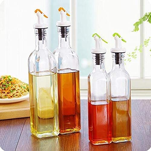 NOBILEA Glass Oil Dispenser Bottle for Kitchen Stainless Steel LeakProof Cork Transparent Oil Pourer and Holder 500ml Pack of 4 - Image 5