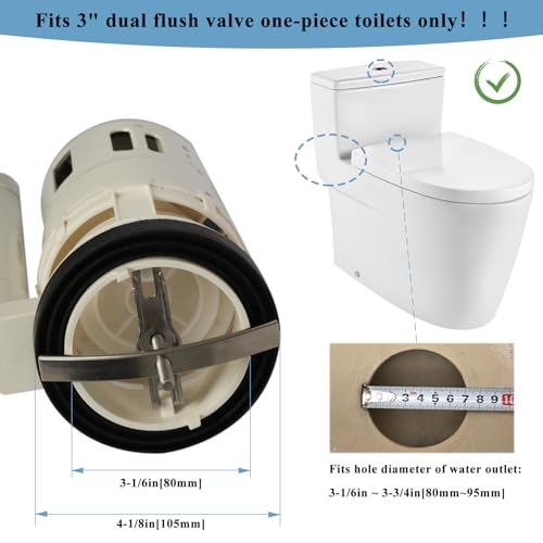 Weensmeil 3" Dual Flush Valve Kit Fits for Project Source One-Piece Toilets, Compatible With Glacier Bay Valves Repair Parts, 7.8in Height Toilet Flush Valve Replacement for FLUIDMASTER - Image 3