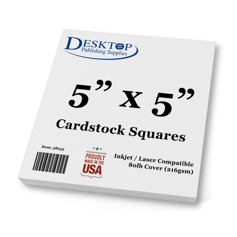 White Cardstock Squares Square Card Stock Paper Thick 80lb Cover For Spin Art Refill Scrapbooking Invitations Crafts 5 x 5 100 Pack