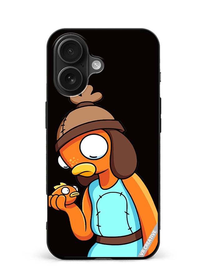 VR CREATIVE Protective Case Cover For Apple iPhone 16 Funny Fish Stick Design Multicolour