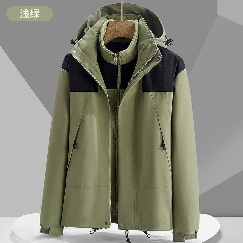 Three-In-One Jacket For Outdoor Hiking And Mountaineering, Windproof And Waterproof, Cycling Sports Ski Jacket, Thickened And Warm - Image 1