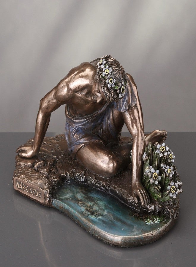 فيرونيز ديزاين تمثال "نرجس وانعكاسه" من تصميم فيرونيز، مقاس 6 3/4 بوصة، مصنوع من الراتنج المصبوب على البارد، بلمسة نهائية برونزية. - Image 4