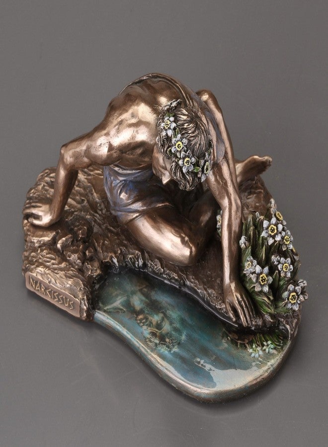 فيرونيز ديزاين تمثال "نرجس وانعكاسه" من تصميم فيرونيز، مقاس 6 3/4 بوصة، مصنوع من الراتنج المصبوب على البارد، بلمسة نهائية برونزية. - Image 5