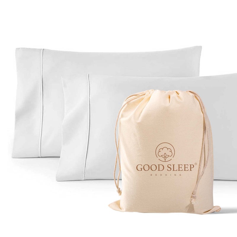 1000 TC White King Pillowcases Set of 2 100 Egyptian Cotton Pillow Cases with Long Staple Cotton  Sateen Weave Silky Soft Hotel  Like Bed Pillow Covers for Comfy Sleeping Snug Fit