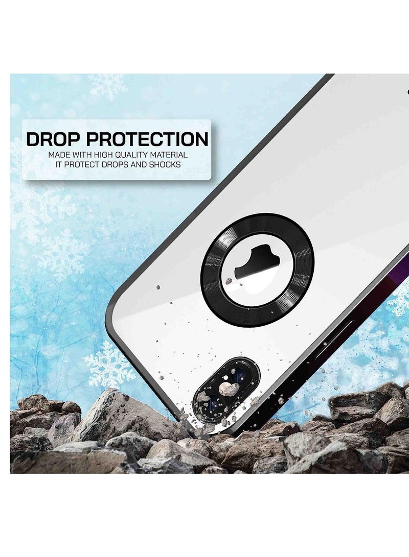مناسبة ل iPhone X / XS Chorme Ring Logo قص تصفيح TPU زجاج عدسة جراب هاتف آيفون X / XS أسود - Image 3