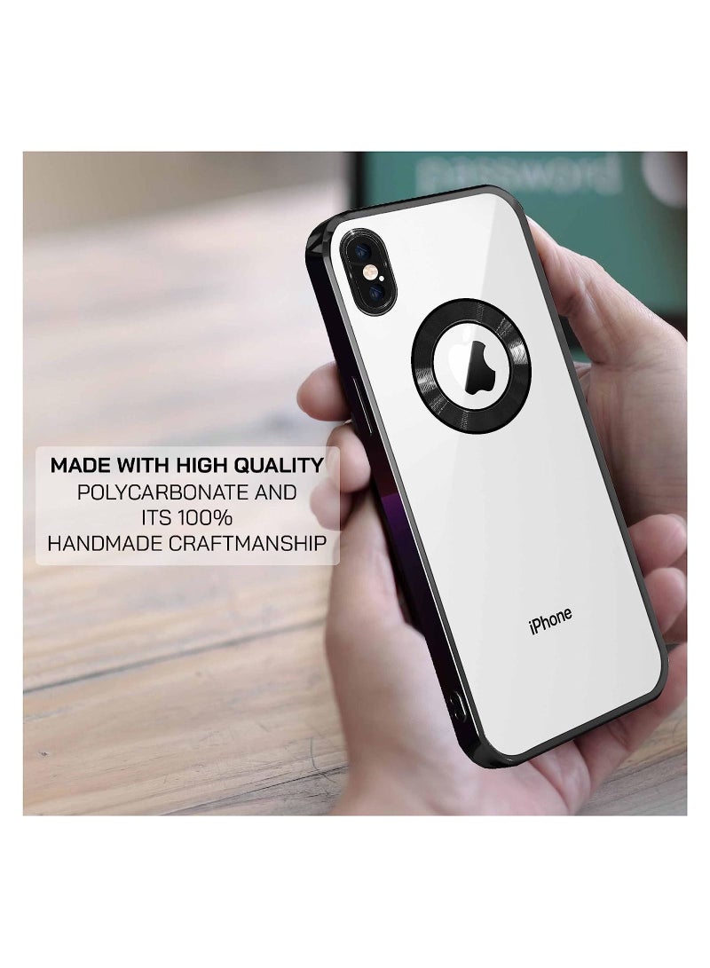 مناسبة ل iPhone X / XS Chorme Ring Logo قص تصفيح TPU زجاج عدسة جراب هاتف آيفون X / XS أسود - Image 4