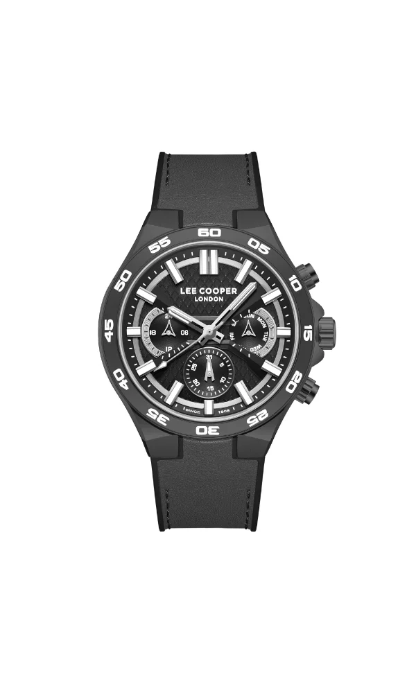 Lee Cooper Men's Multi Function Display Watch With Grey Leather Strap - LC08066.066