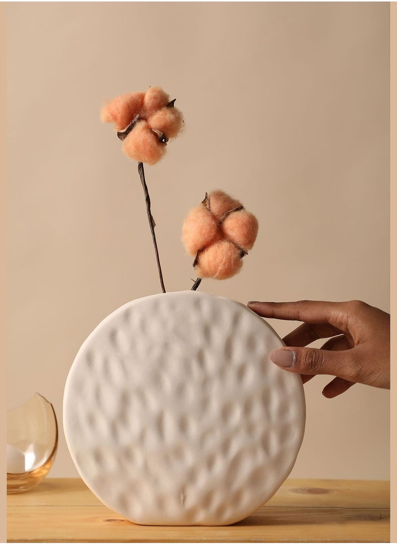 Modern Textured Round Ceramic Flower Vase For Home Decor
