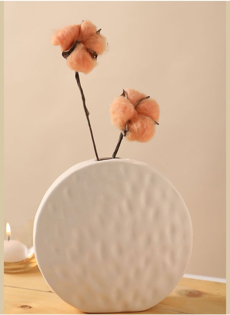 Modern Textured Round Ceramic Flower Vase For Home Decor