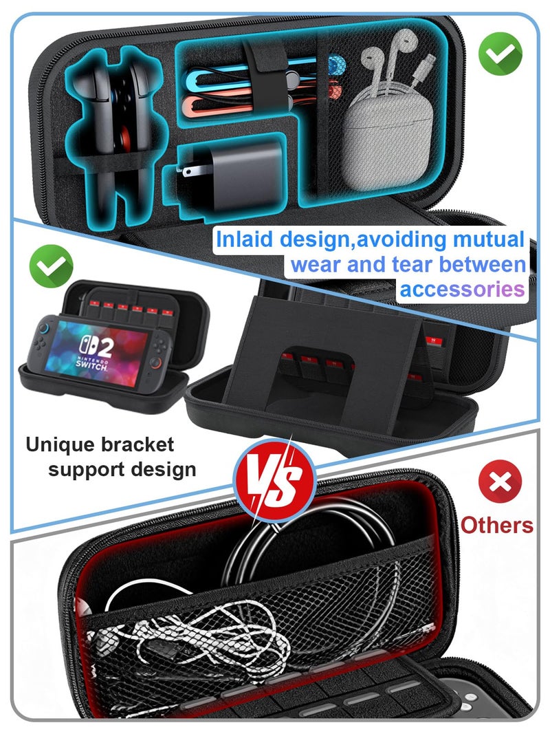 Haikun High-end Quality Upgrade Large Capacity Travel Carrying switch 2 case for Nintendo Switch 2 Accessories and Console 2025, with switch 2 Grip Protective Case Cover and Joycon Thumb Grip - Image 3