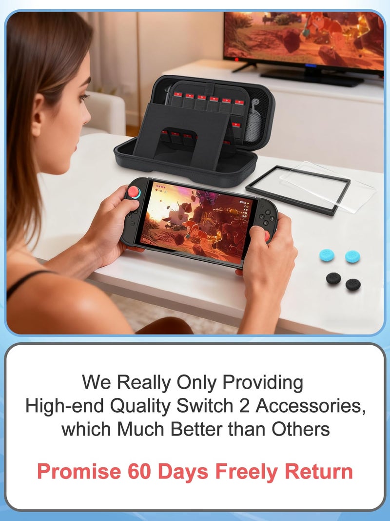 Haikun High-end Quality Upgrade Large Capacity Travel Carrying switch 2 case for Nintendo Switch 2 Accessories and Console 2025, with switch 2 Grip Protective Case Cover and Joycon Thumb Grip - Image 2
