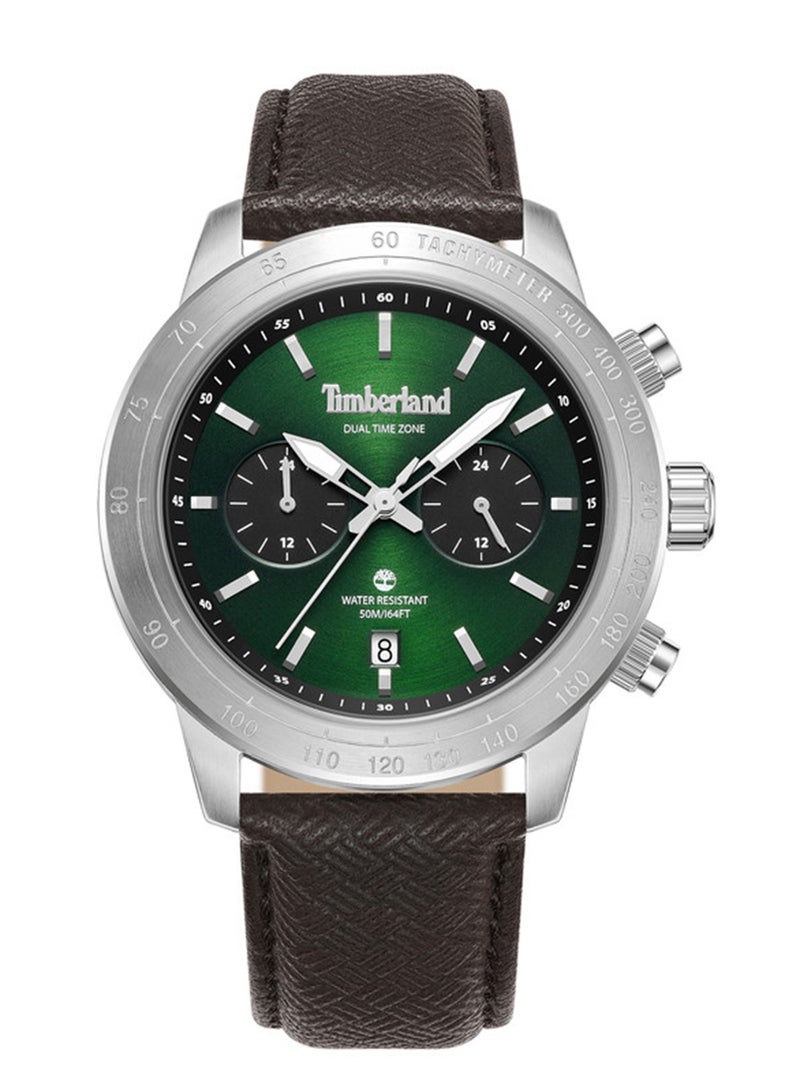 Timberland Men Raynham Green Dial Leather Strap Multifunction Watch for Men, 44mm - Image 1
