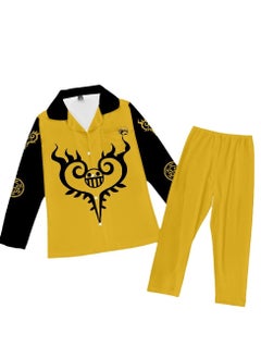 KUYING New One Piece Printed Pants Long Shirts Pajamas Set  - Image 1
