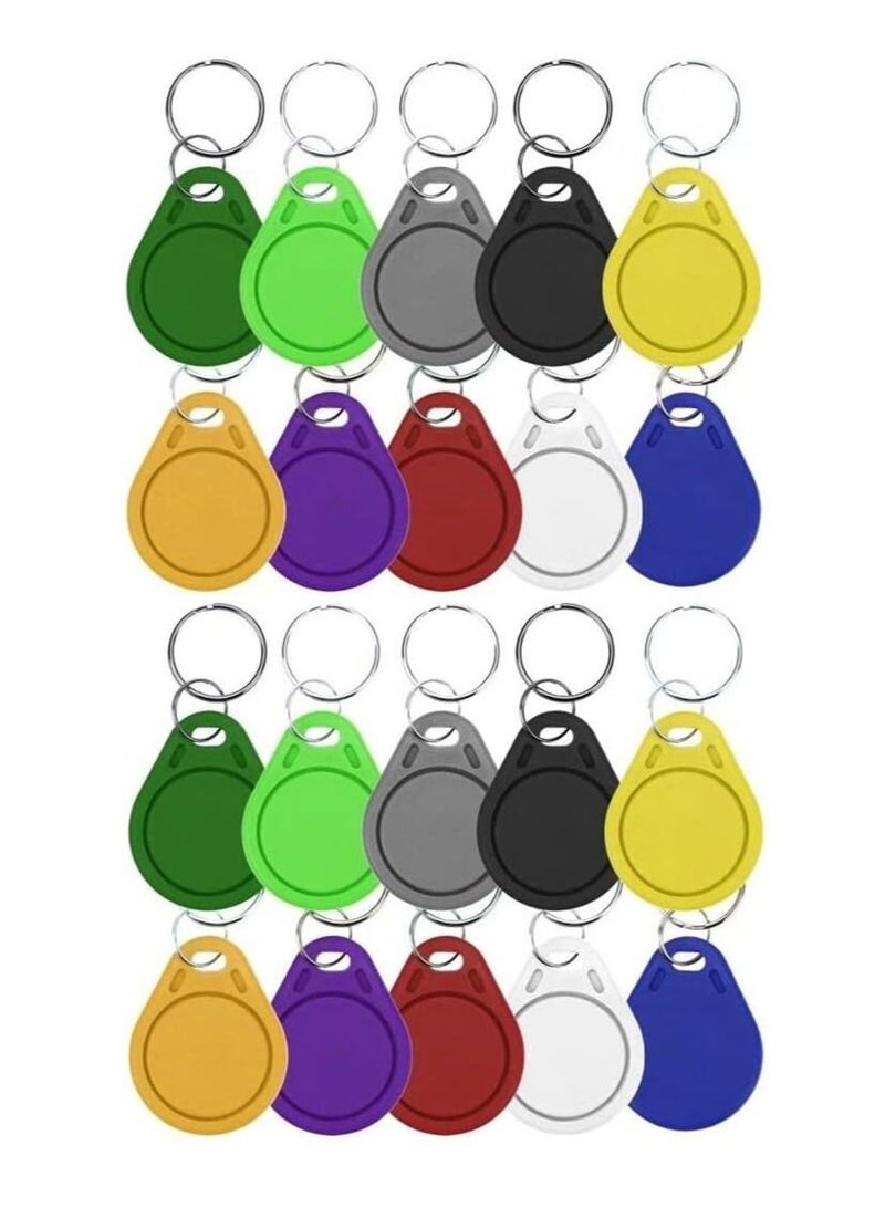 Rubik RFID Tags 13.56 MHz M1 0-Sector Writable Key Chain UID IC Keyfobs Access Control Key Rings Compatible with Type A and Mifare Key Card Token (100 Pieces) 