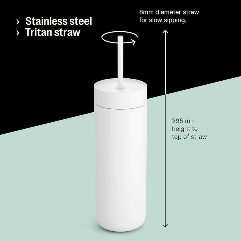FELLOW 20 oz Carter Cold Water Bottle for Water, Iced Tea, Coffee, Smoothies, Iced Coffee & more - Stainless Steel Vacuum-Insulated Iced Coffee tumbler with Spill Resistant lid and straw - Smoke Green - Image 3