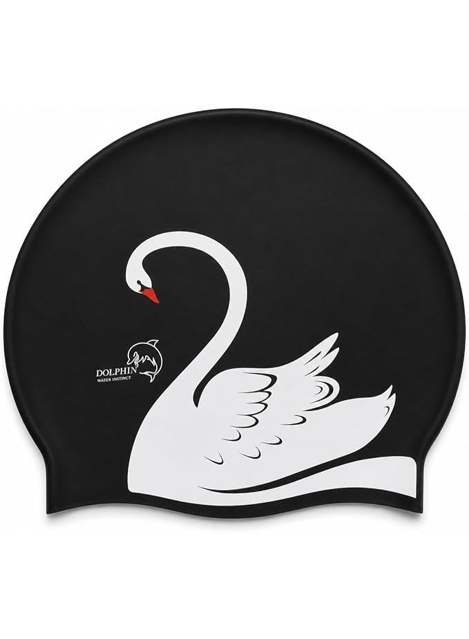 Dolphin Silicone swimming cap for long and curly hair, waterproof, flexible and comfortable, keeps hair dry, suitable for swimming and training - Image 1