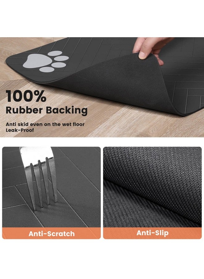 DK177 Pet Feeding Mat-Absorbent Pet Placemat for Food and Water Bowl, with Waterproof Rubber Backing, Quick Dry Water Dispenser Mat for Dog and Cat (17"x27", Striped Dark Gray) - Image 4