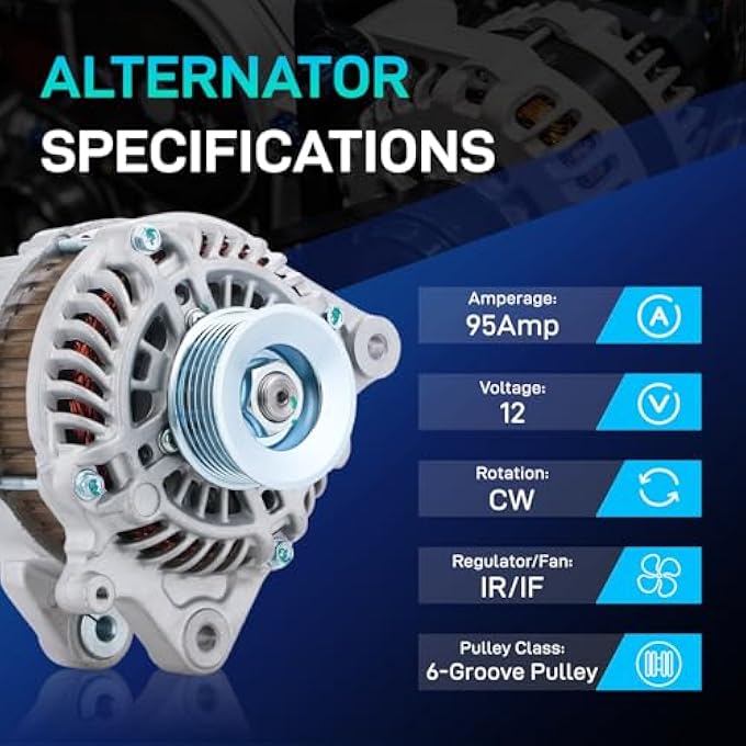 BDELI New Alternator Fit for Acura 2013-2015 ILX, for Honda 2012-2015 Civic, 2016-2018 HR-V, 1.5L 1.8L 2.0L 2.4L, 12V 95A, 11537N - Image 2