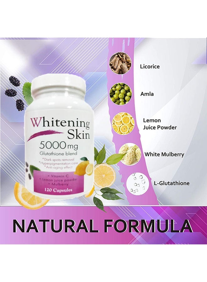 Ocean Glutathione Whitening Capsules 120 Capsules, Anti Aging and Anti Oxidant Effect, Remove Dark Spots and Brightening The Skin, Vegan - Image 2