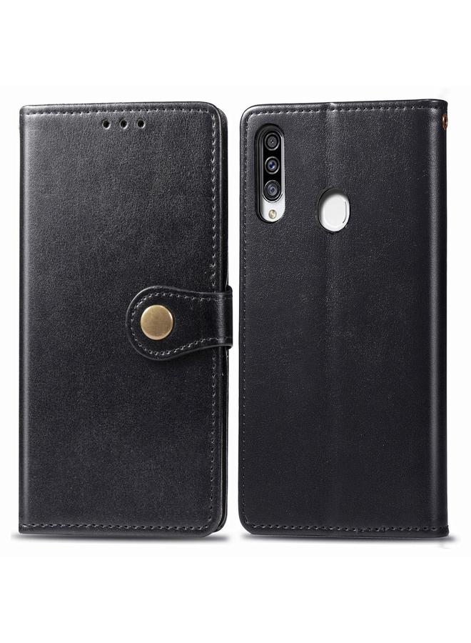 اس-توب جراب لهاتف Galaxy A20S جراب هاتف جلدي بلون سادة مع مشبك وحزام وإطار للصور وفتحة للبطاقات ومحفظة ووظيفة الحامل - Image 2