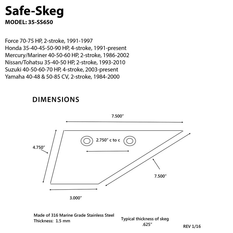 Marinetech Panther Marine 35-SS650 Safe-Skeg - Force Outboard (70-75 HP), 1991-1997 - Image 3
