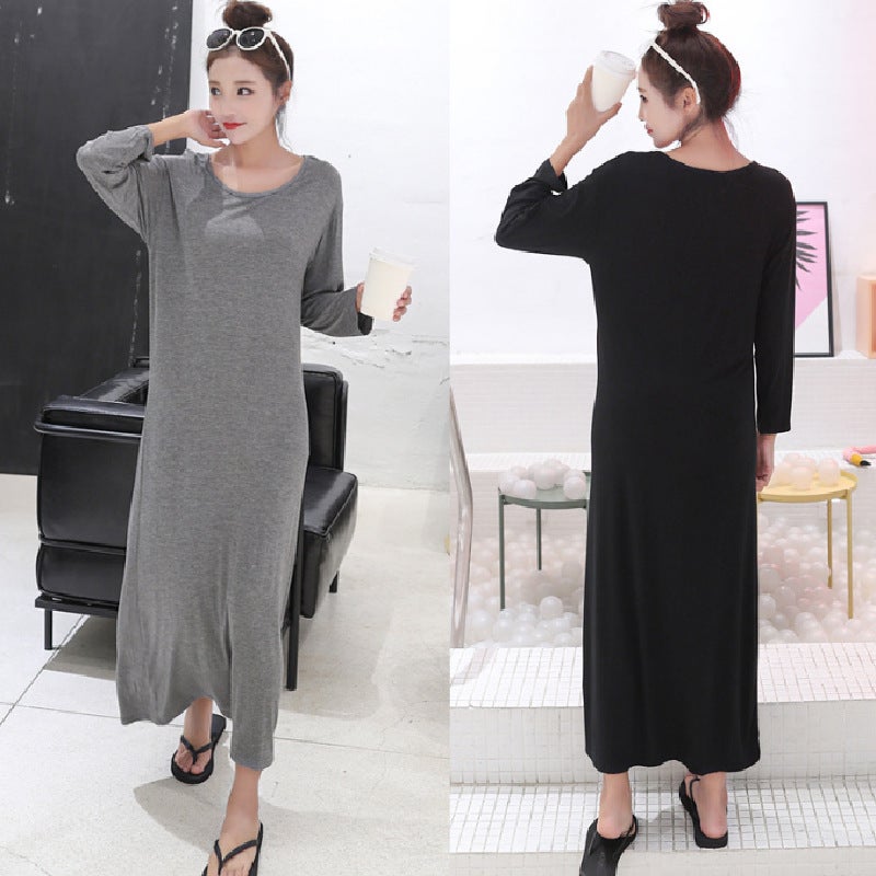 Spring And Modal Double U Dress Women'S Slim Bottom Skirt Cotton Long Skirt - Image 2