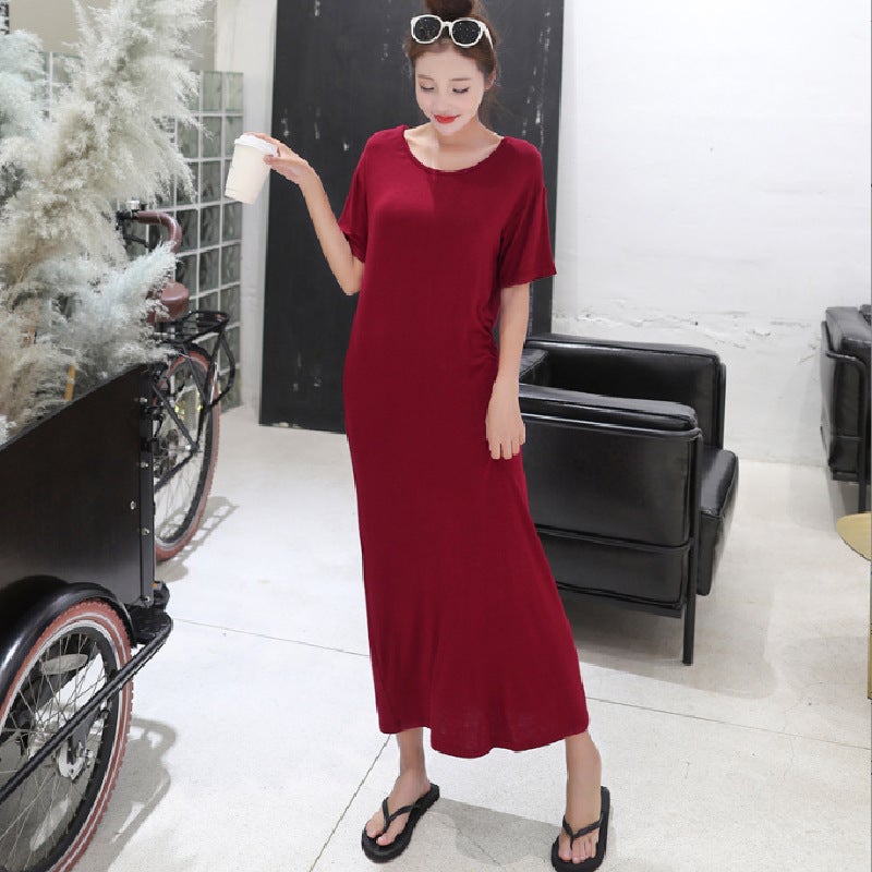 Spring And Modal Double U Dress Women'S Slim Bottom Skirt Cotton Long Skirt - Image 4