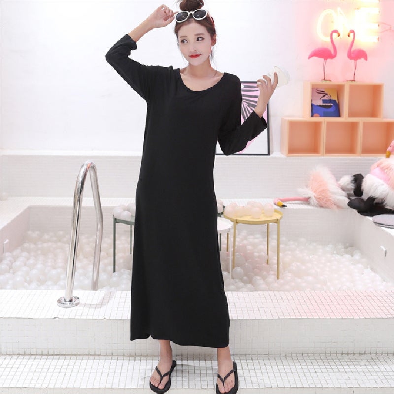 Spring And Modal Double U Dress Women'S Slim Bottom Skirt Cotton Long Skirt - Image 5