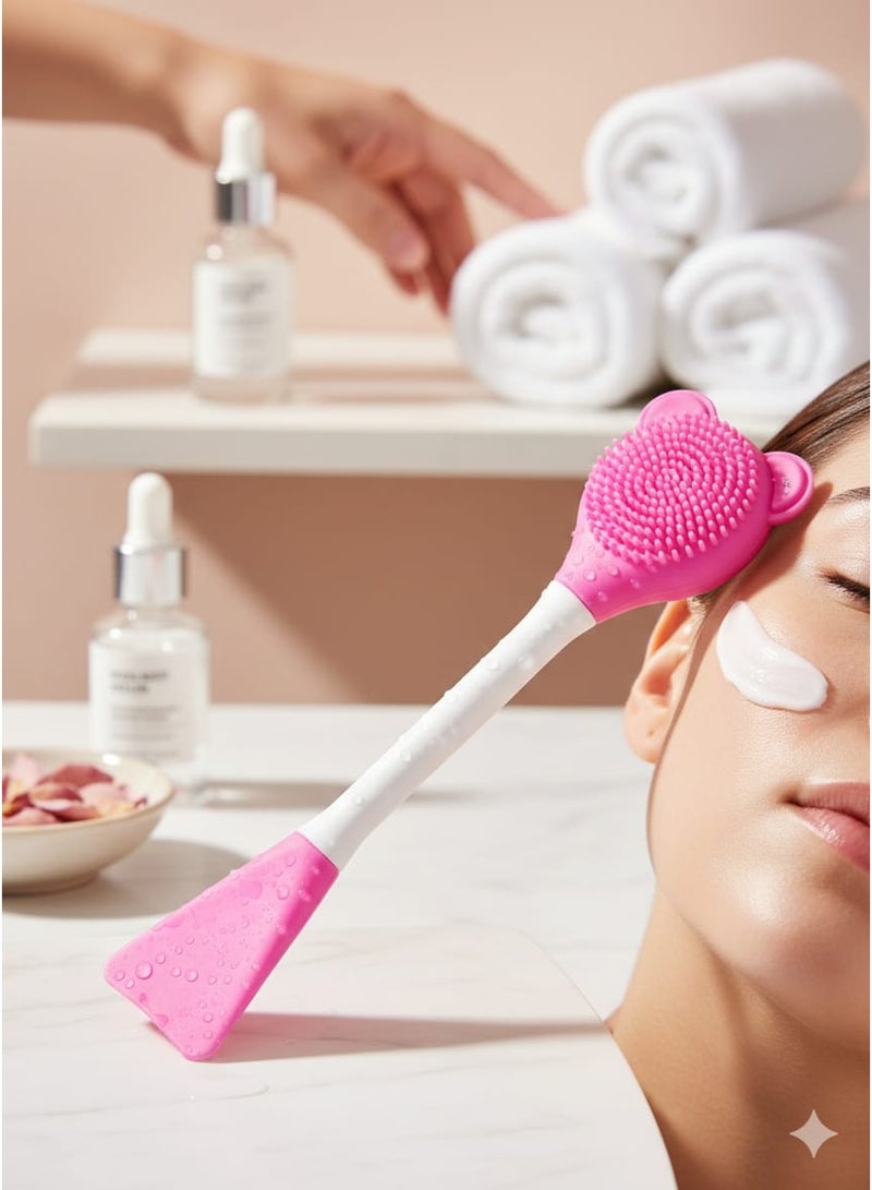 Double silicone facial cleansing brush with mask applicator – deep cleansing and gentle exfoliation for the skin – suitable for all skin types (MULTICOLOUR) - Image 5
