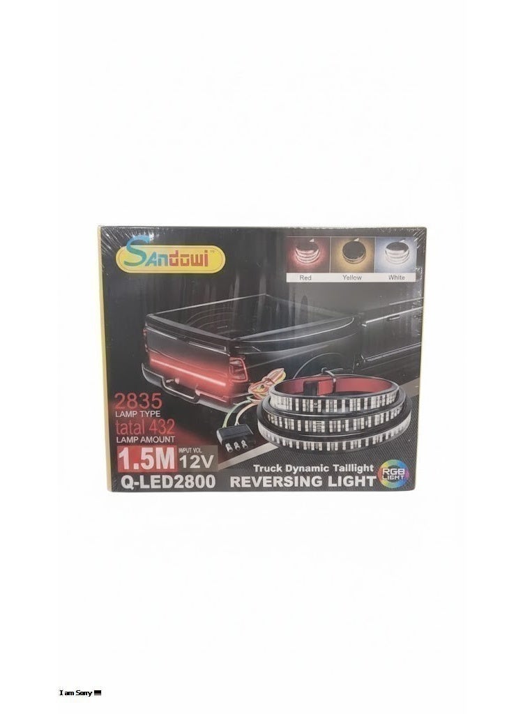Truck Dynamic Tailgate LED Light Strip - 1.5m, 12V RGB Reversing & Brake Light (432 LEDs)