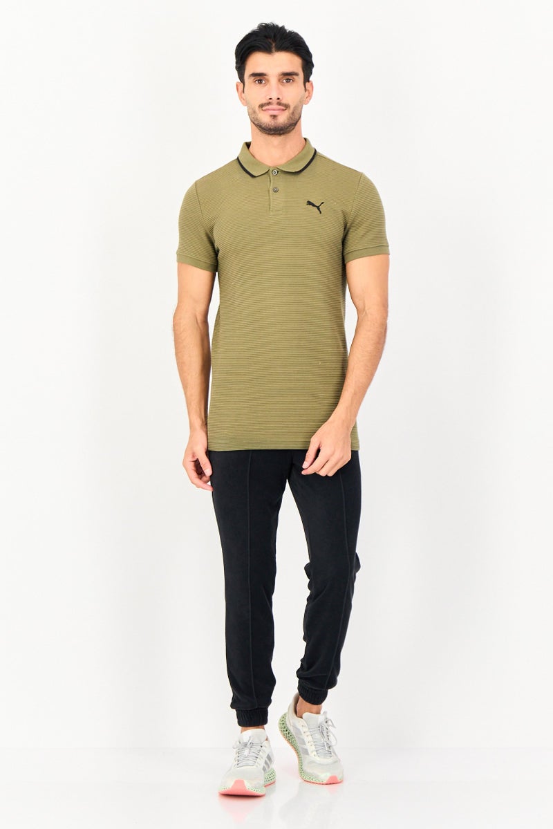 PUMA Men Slim Fit Short Sleeve Ottoman Outdoor Polo Shirt, Dark Olive - Image 2