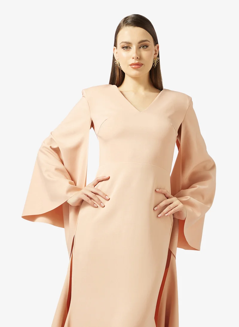 Namshi x Cape Ruffle Sleeve Evening Gown