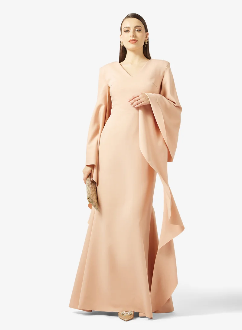 Namshi x Cape Ruffle Sleeve Evening Gown