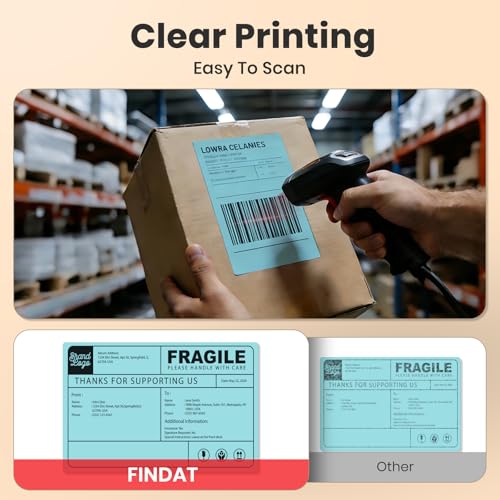 FINDAT 4×6 Inch Shipping Thermal Labels Vinyl Blue Direct Printing Stickers Rectangle Waterproof elf-Adhesive Perforated Mailing Label for UPS Package Business Postage Barcode 250 PCS - Image 4