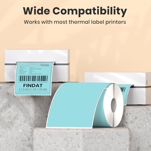 FINDAT 4×6 Inch Shipping Thermal Labels Vinyl Blue Direct Printing Stickers Rectangle Waterproof elf-Adhesive Perforated Mailing Label for UPS Package Business Postage Barcode 250 PCS - Image 3