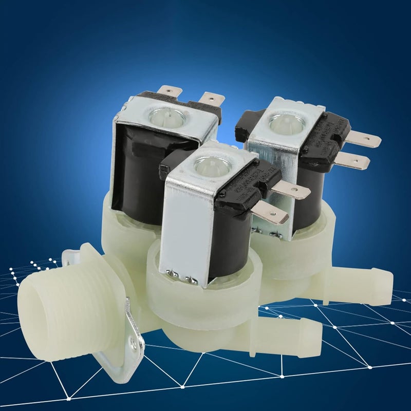 Marhynchus Electric Solenoid Valve 220V AC 3 Way Normally Closed Water Inlet Control Valve for Washing Machine Plastic G3 4 12mm 1 Pack - Image 4