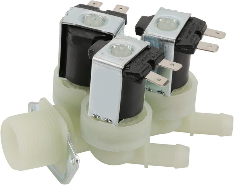 Marhynchus Electric Solenoid Valve 220V AC 3 Way Normally Closed Water Inlet Control Valve for Washing Machine Plastic G3 4 12mm 1 Pack - Image 1