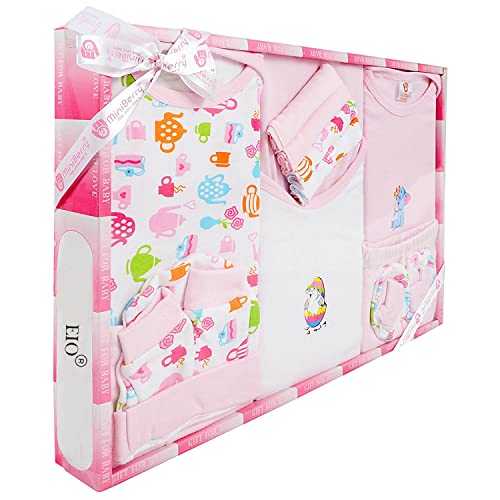 EIO Baby's Cotton Printed New Born Baby Clothing Gift Set -13 Pieces (Pink) - Image 2